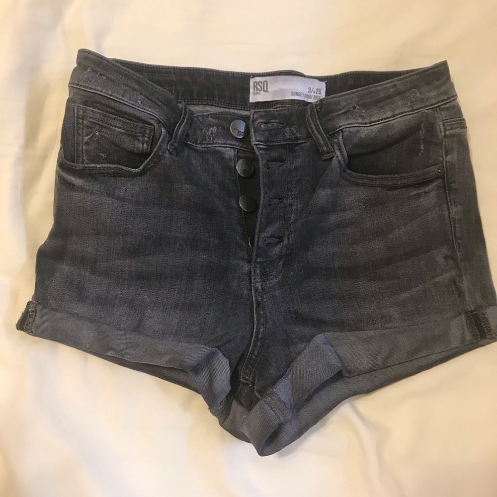 Black denim shorts